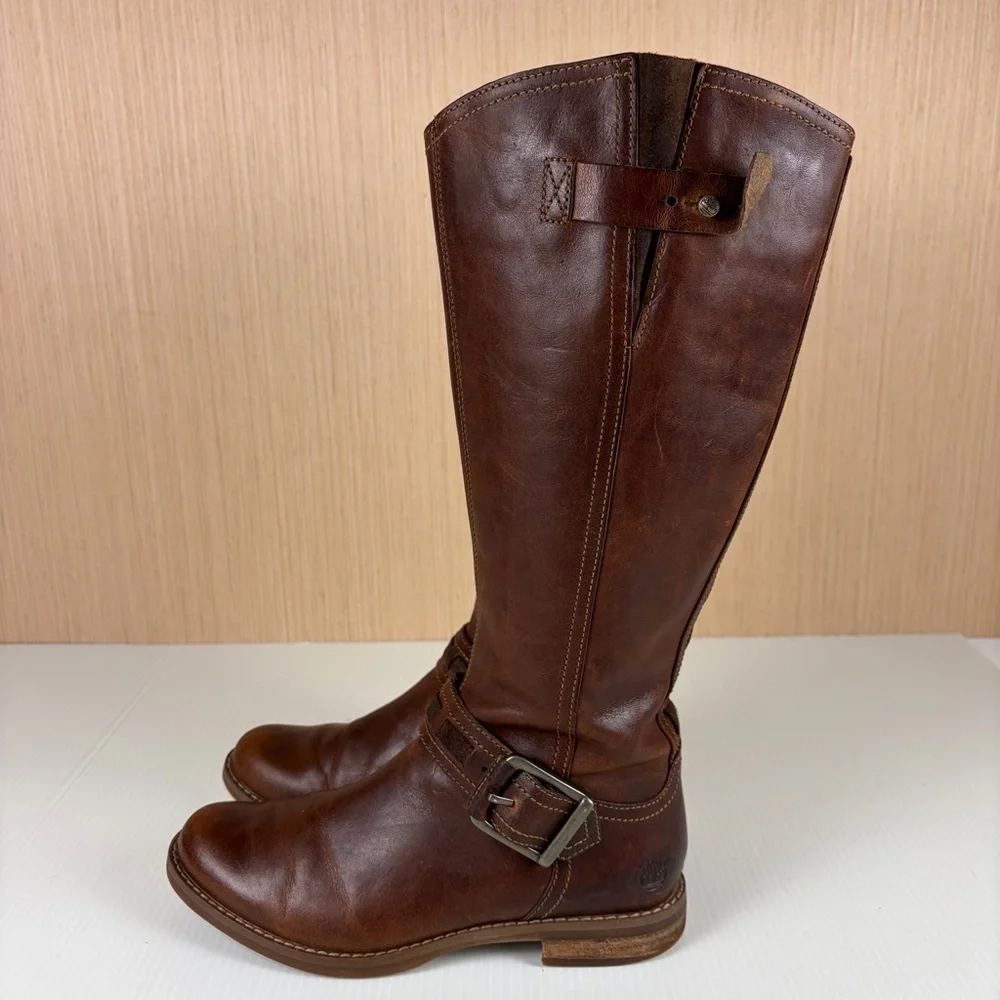 Timberland Women’s Tall Brown Leather Riding Boots Size 6.5